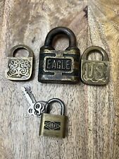 Vintage Antique Old Eagle US Grant Ect. Brass Padlock Lot One With Key picture