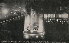 Vintage Postcard 1909 Electrical Fountain Hopkins Place & Baltimore Maryland MD picture