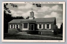 Poultney Vermont VT Library Green Mountain Jr College Curt Teich Postcard 1951 picture