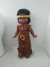 Vtg Reliable Native American Souvenir Doll Hide Leather Beaded Canada 1967 Sweet picture