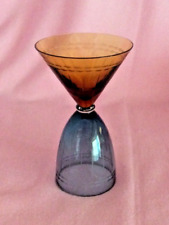 MCM 1960'S BAREWARE (SAKS FIFTH AVE) BLUE/AMBER COSMO GEMINI  COCKTAIL GLASS picture