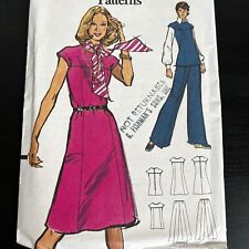 Vintage 1970s Vogue 8507 Semi Fitted Dress Tunic + Pants Sewing Pattern 12 UNCUT picture