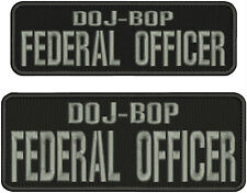 DOJ-BOP F OFFICER EMBROIDERY PATCH 4X11 AND 10X3 HOOK ON BACK BLK/GRAY picture