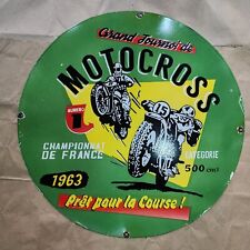 MOTOCROSS PORCELAIN ENAMEL SIGN 30 INCHES ROUND picture