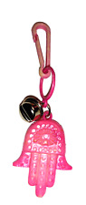 Vintage 1980s Plastic Charm Hamsa Hand Pink Charms Necklace Clip On Retro picture