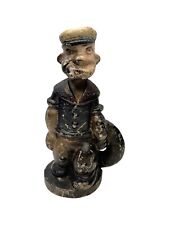 Antique 1930s Original POPEYE The Sailor Man 7” Tall Cast Iron Figurine Bank picture
