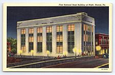Postcard First National Bank Building Sharon Pennsylvania at Night PA picture