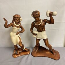 Pre-Stated Vintage Hawaiian Statue Ceramic Woman Man Detailed Working Out picture