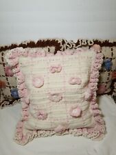 Vintage Lot 3 Crochet Square Scalloped Throw Pillows picture