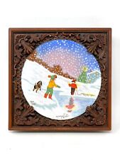 1977 Enamel on Copper Dom Mingolla  Christmas Scene - Signed - Dish Plate Tray picture