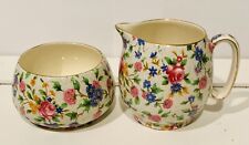 Vintage Royal Winton Old Cottage Chintz Creamer & Open Sugar Handpainted Signed picture