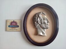 Antique Abraham Lincoln Pewter Plaque Wood Frame & Lincoln 1918 Penny Collection picture