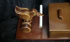 Rare Vintage Cigarette Dispenser Mechanical Wooden Box Bird Bobbing Working Duck picture
