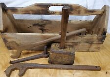 XL Primitive Blacksmith Woodworking Railroad Toolbox Mallet Cast Iron Tool Lot picture