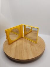 Vtg 1970s/80s Folding Compact Make-up Mirror, Round Mirror Is Magnifying Yellow picture