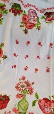 Vintage Cotton Printed TABLECLOTH Strawberries & Roses 48