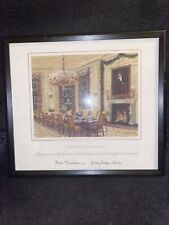 White House Christmas Card, State Dining Room, 1998 Clinton, Oversized, Framed picture