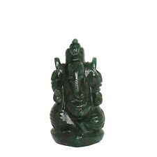 112.6g Statue Idol God Ganesha Ganesh Figurine Natural Green Jade Stone Handmade picture
