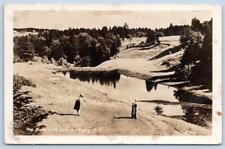1951 RPPC PINES GOLF COURSE DIGBY N.S. CANADA MAN & WOMAN PLAYERS PHOTO POSTCARD picture