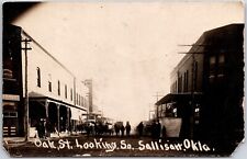 1909 Oak St. SALLISAW Oklahoma Looking S. Bank Dirt Road Photo RPPC Postcard picture