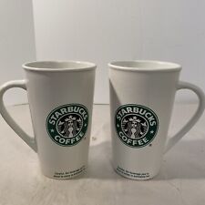 2 Starbucks 2005 & 2006 White Green 16 oz Tall Mugs Cups. Mermaid Logo. EX picture