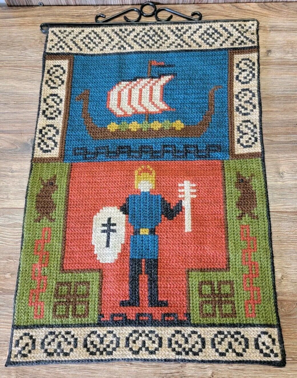 Vintage Viking Norsemen Wall Tapestry Viking King & Ship 21\