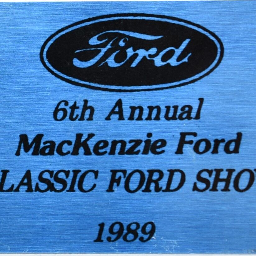 1989 MacKenzie Ford Classic Car Show Dealership Hillsboro Oregon Plaque
