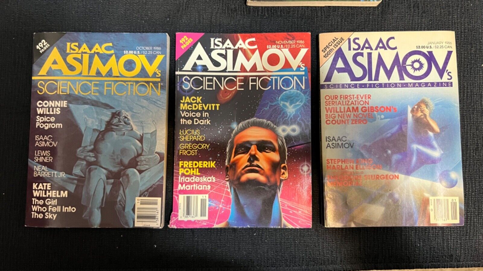 Isaac Asimov's Science Fiction Magazine / Mixed Lot of 3 from 1986 Stephen King