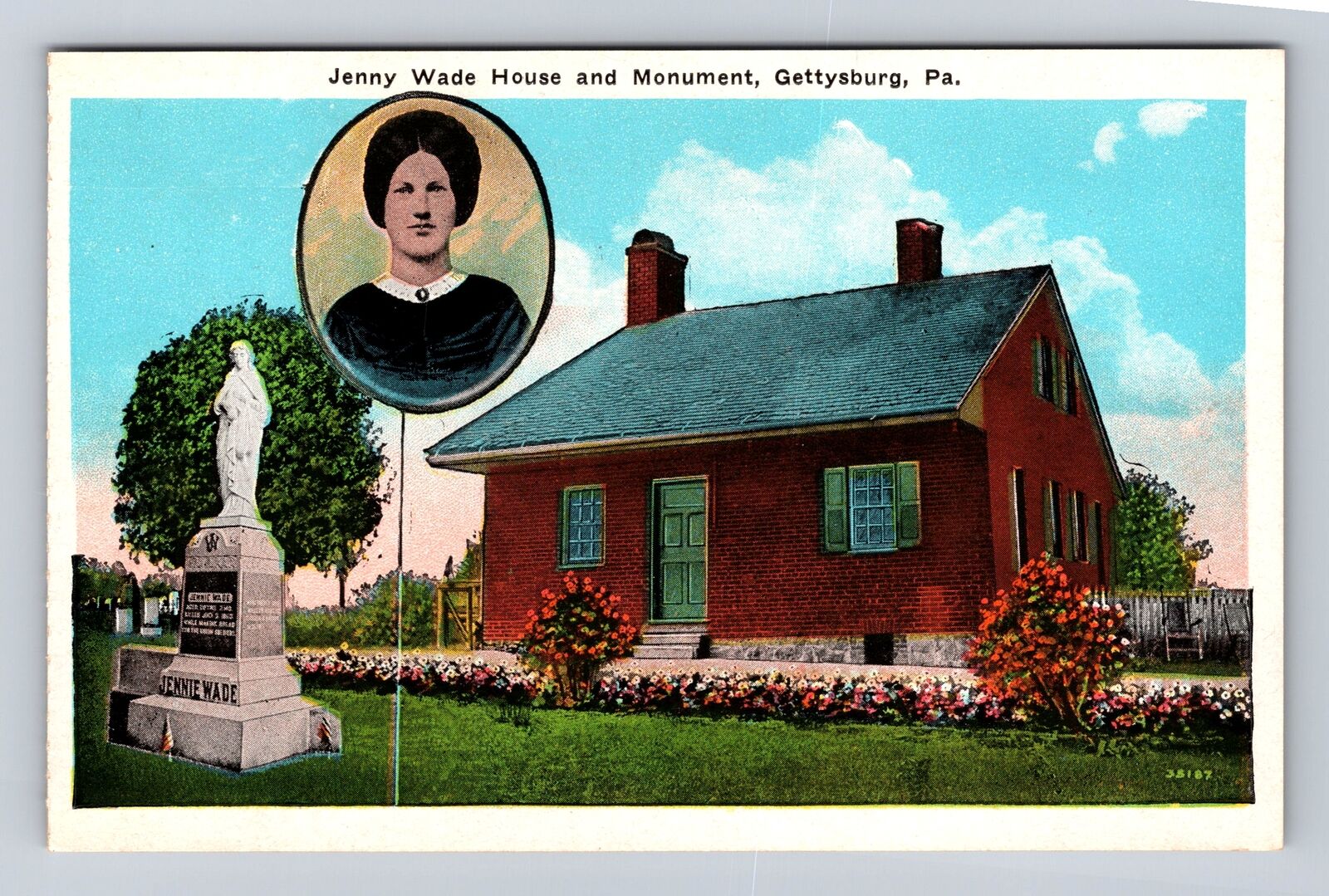 Gettysburg PA-Pennsylvania, Jenny Wade House And Monument, Vintage Postcard
