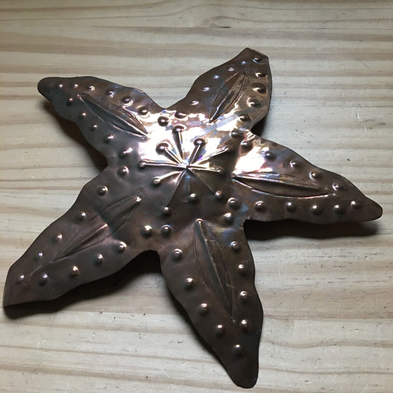 Vintage 1960s Solid Copper Starfish Metal Wall hanging Oceanfront house decor
