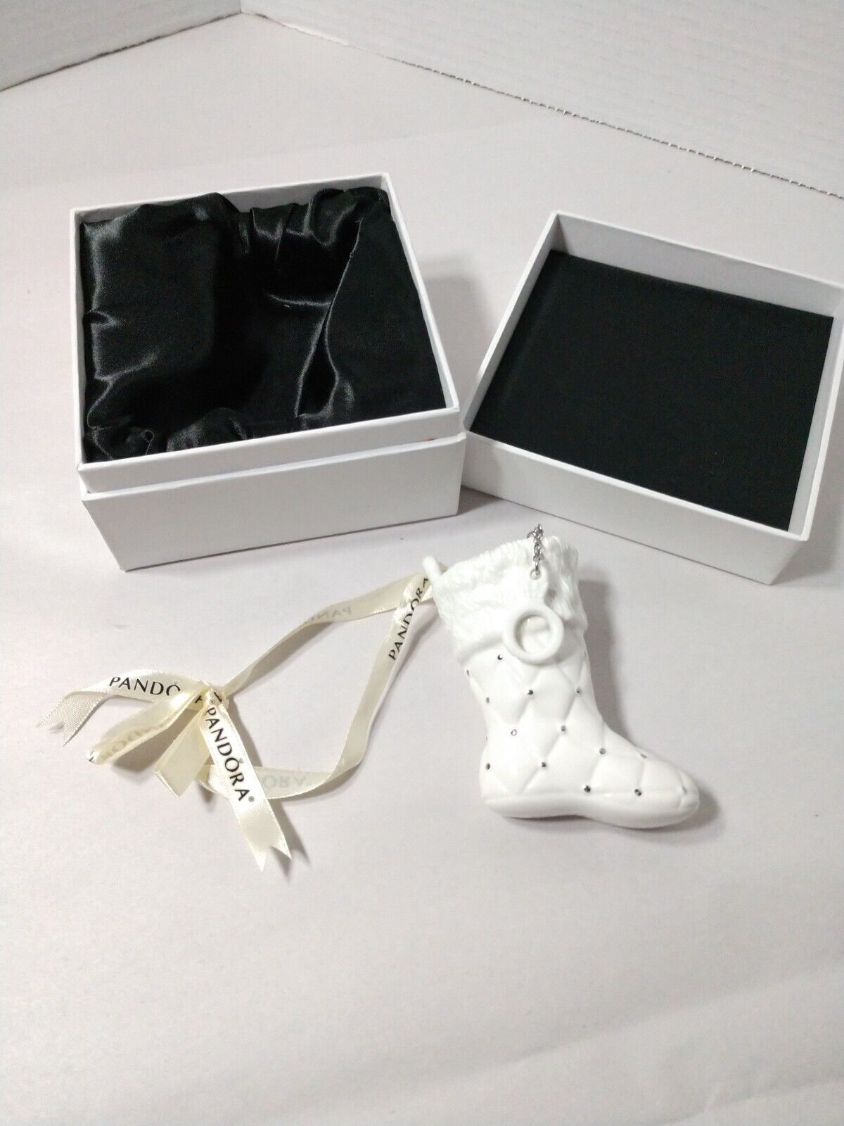 Pandora 2012 Christmas Ornament Porcelain Stocking White Comes with box