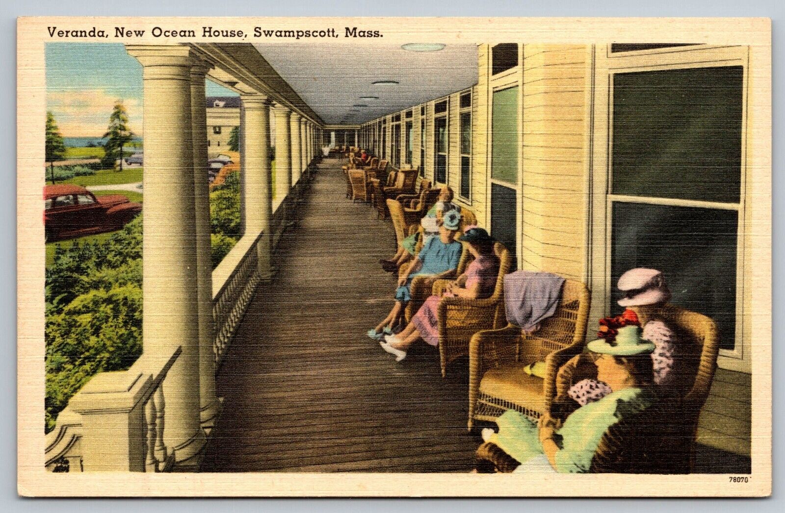 Vtg Swampscott Massachusetts MA New Ocean House Hotel Veranda Postcard