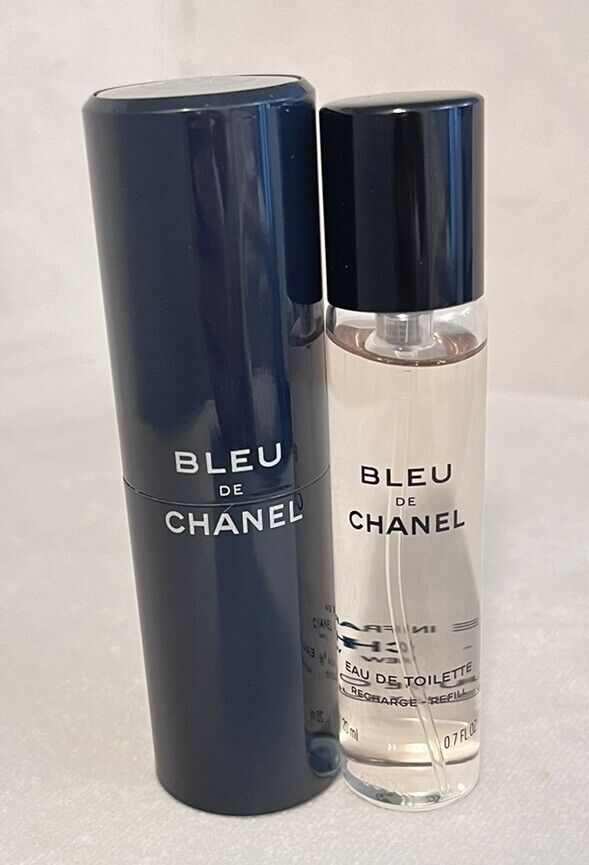 Bleu De Chanel Travel Spray Twist Tube + 20 ML Refill Full + Second Refill