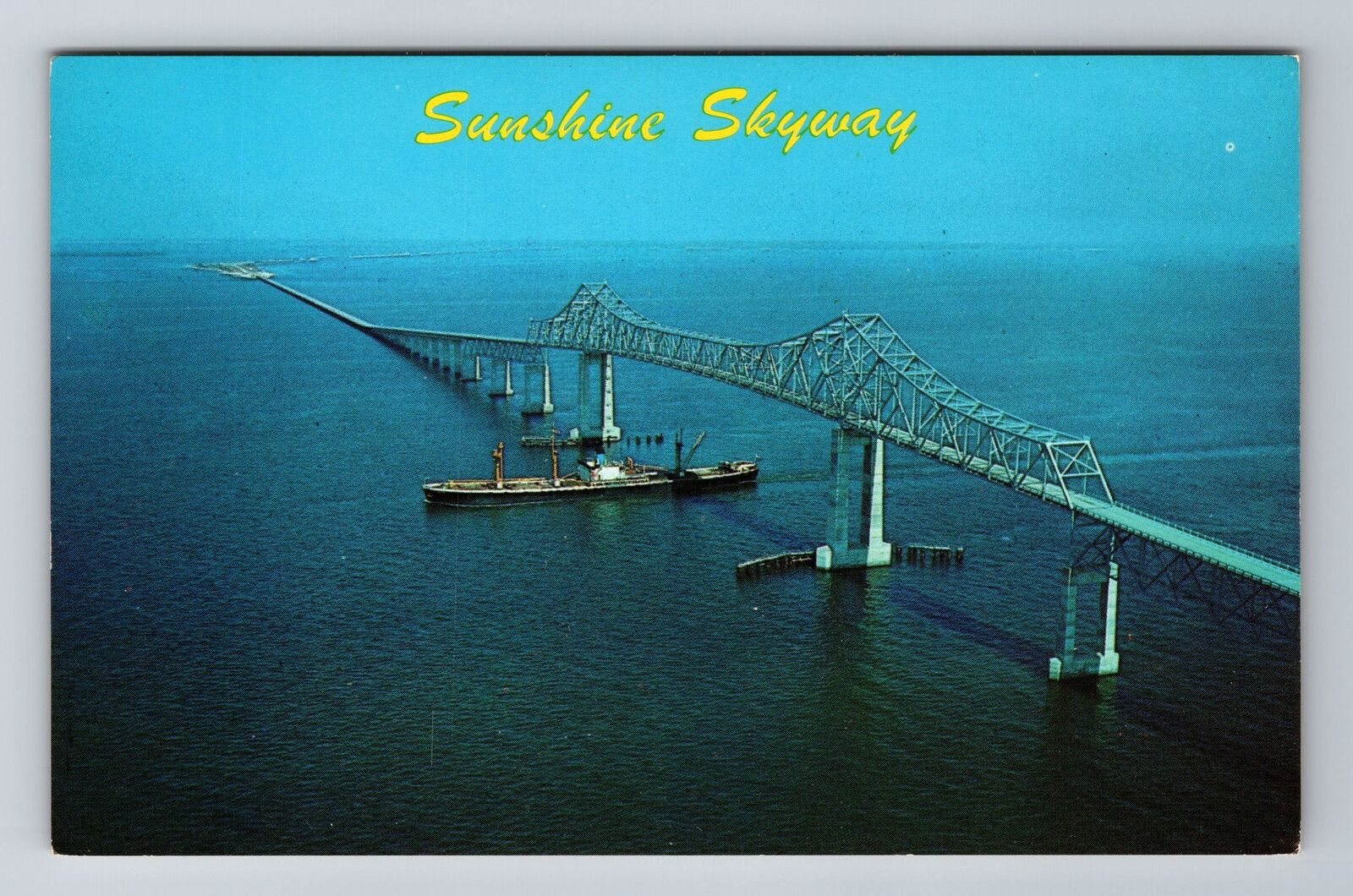Sarasota FL-Florida, Aerial The Sunshine Skyway, Antique, Vintage Postcard
