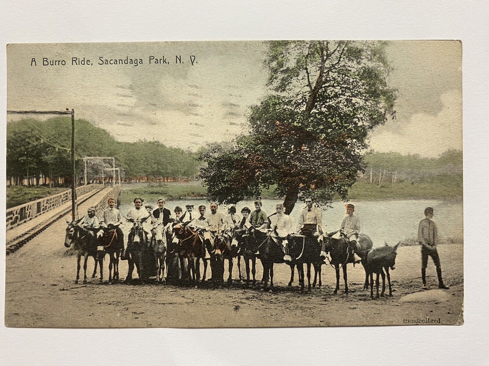 Vintage 1907 A Burro Ride Sacandaga Park New York Postcard 