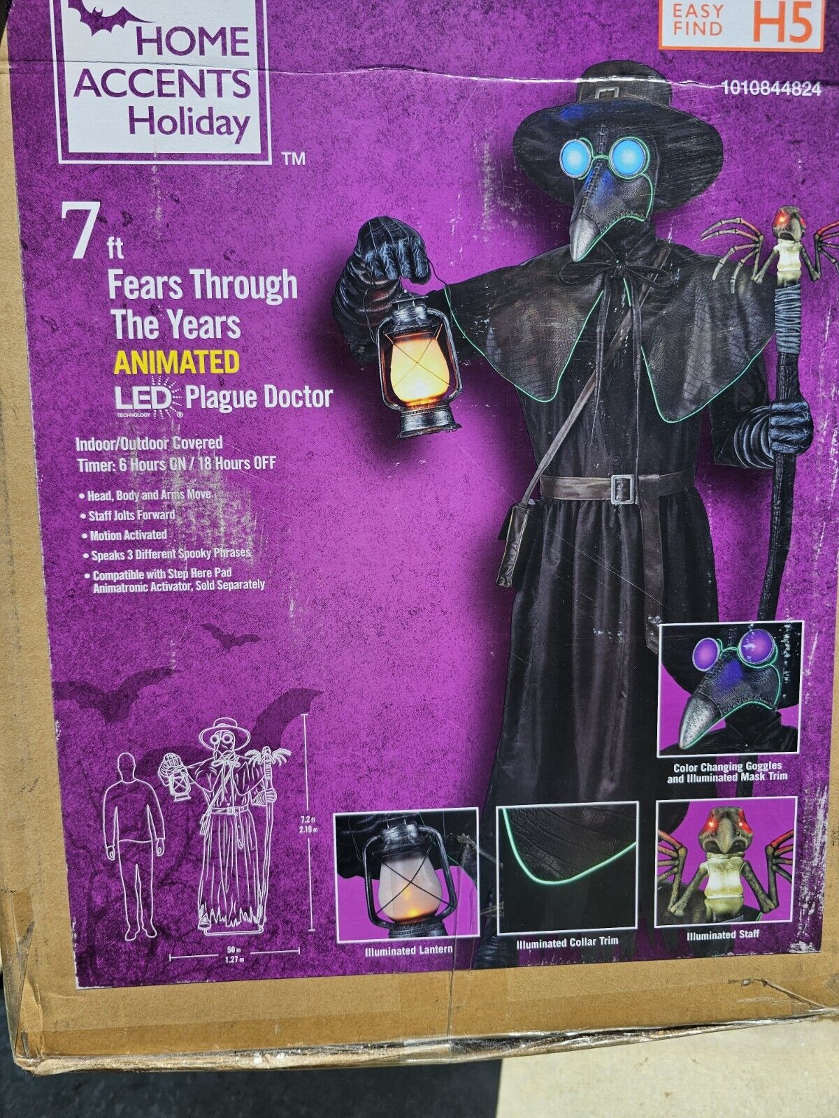 7 Ft Animated Talking Plague Doctor Halloween Decorations 