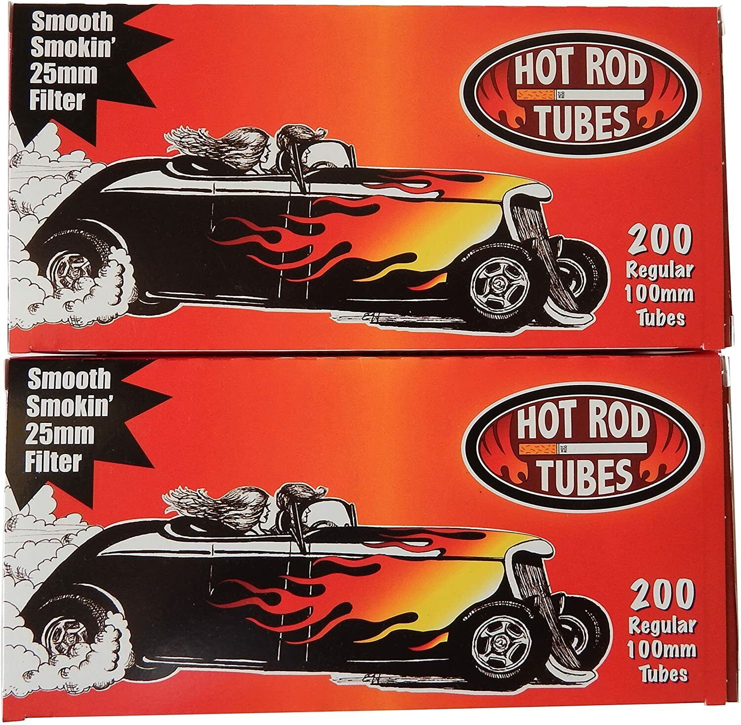 Hot Rod Regular 100mm Cigarette Tubes 200 Count Per Box [5-Boxes]