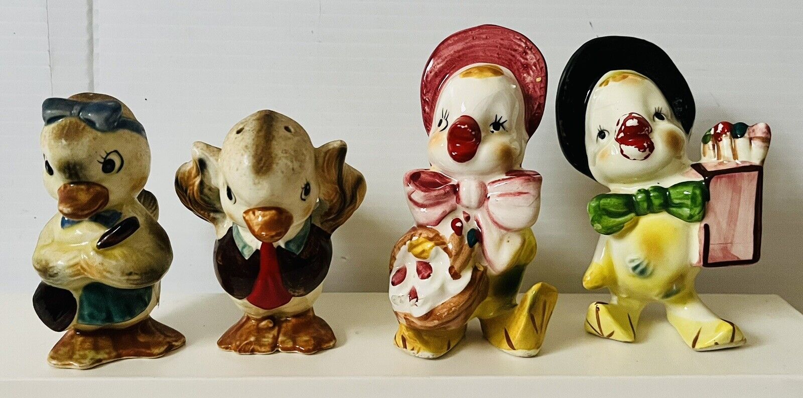 2 sets Vintage Anthropomorphic Ducks Salt and Pepper Shakers Japan