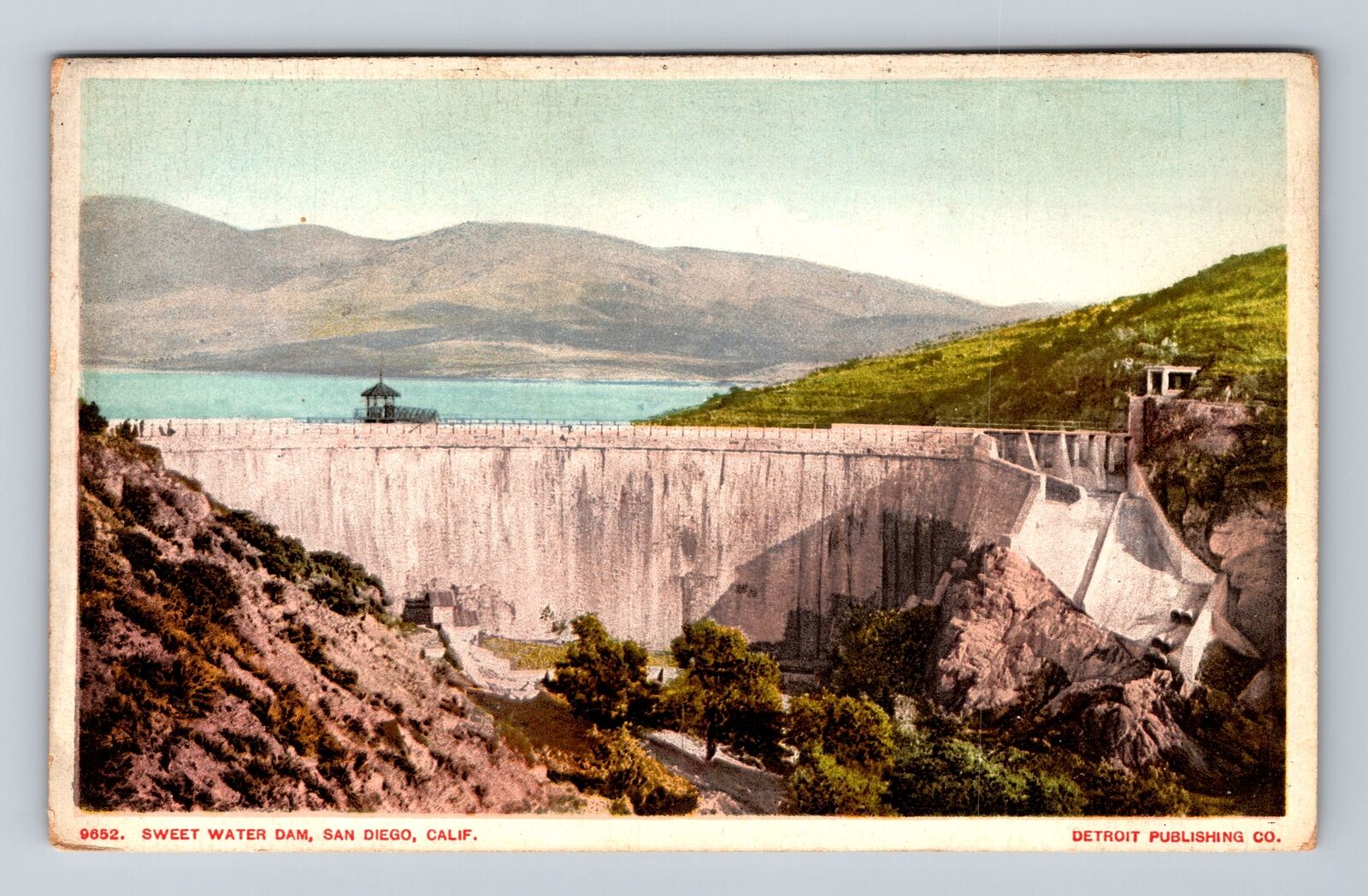 San Diego CA-California, Panoramic Sweet Water Dam, Antique Vintage Postcard