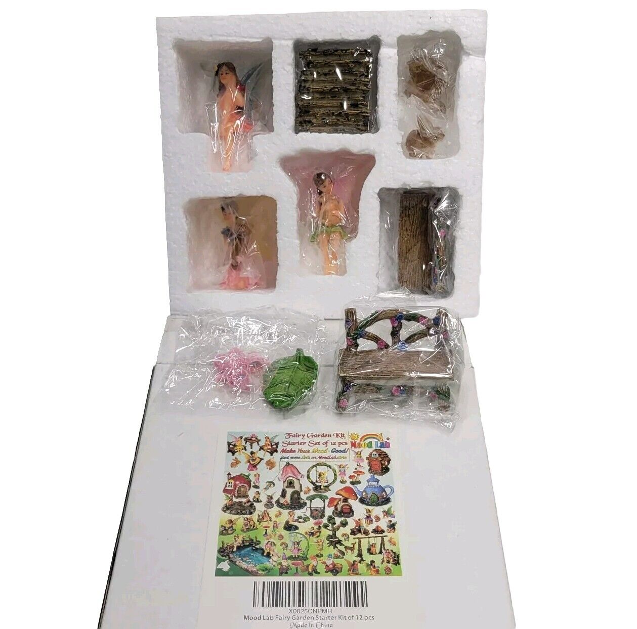 Mood Lab Fairy Garden Miniature Figurines & Accessories Starter Kit 12 Pcs. New