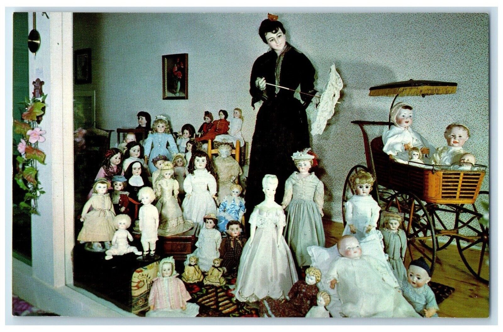 c1960 Old Dolls China Bisque Wax Parians Rug Jug Pigeon Forge Tennessee Postcard