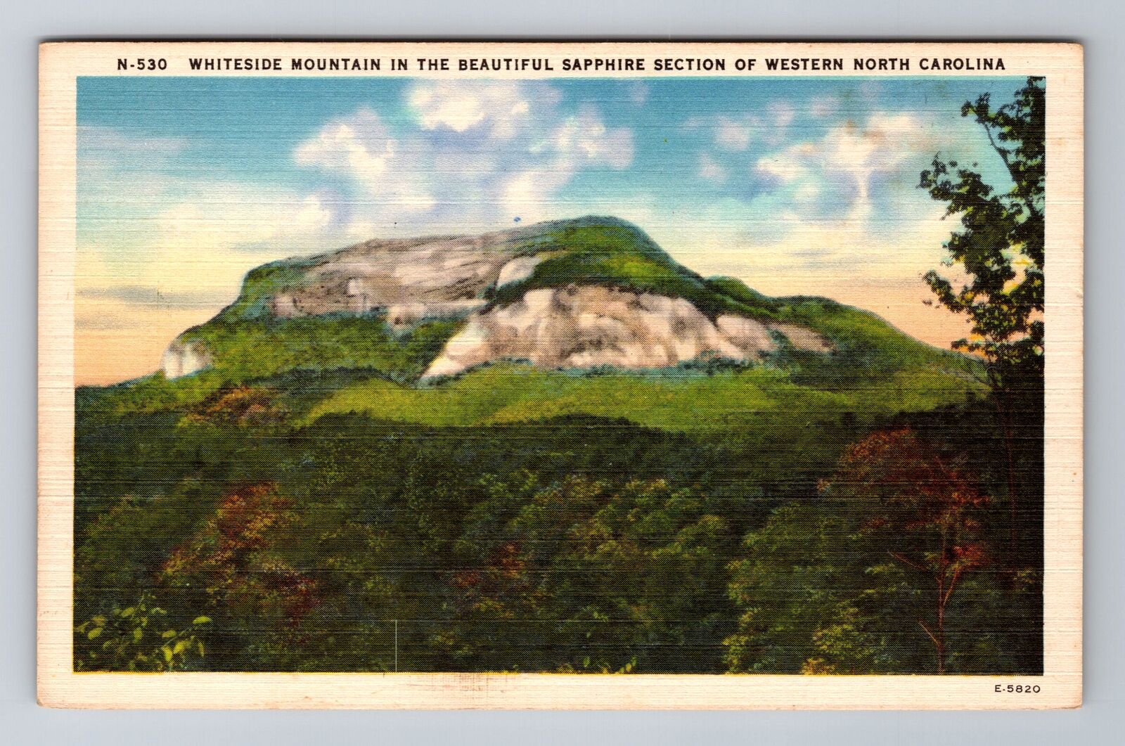 NC-North Carolina, Aerial Whiteside Mountain, Antique, Vintage Souvenir Postcard