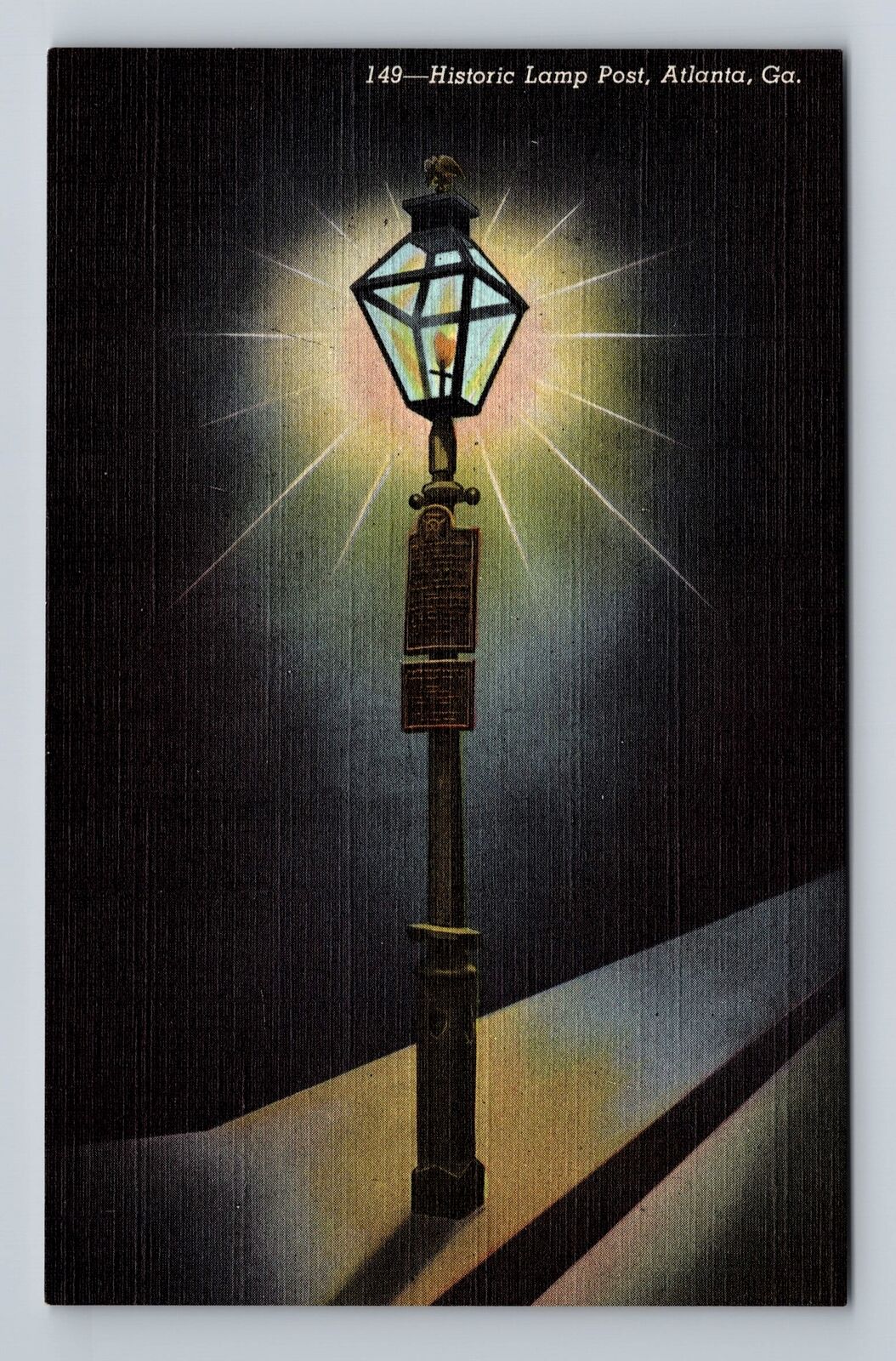 Atlanta GA-Georgia, Scenic Historic Lamp Post, Antique Vintage Postcard