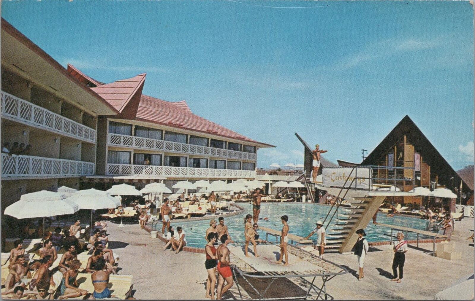 Postcard The Castaways Miami Beach FL 1963 Swimming Pool 