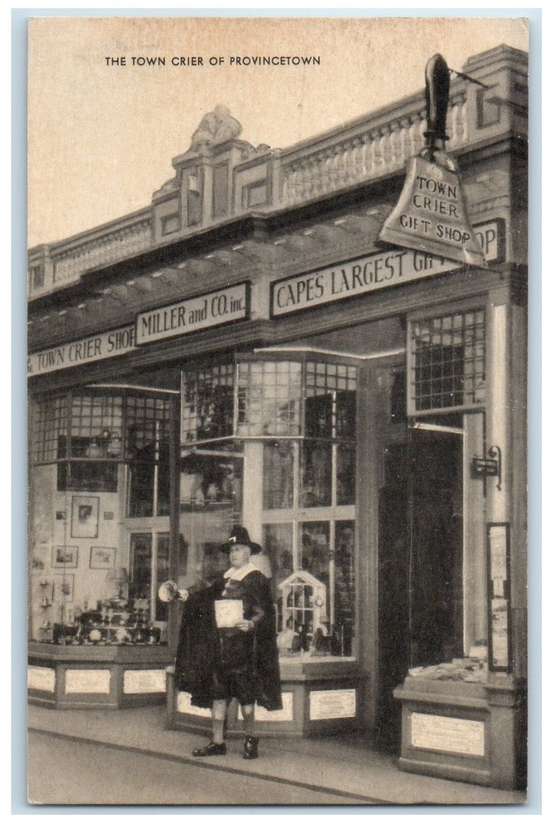 c1940's The Town Crier Largest Gift Shop Of Provincetown MA Unposted Postcard