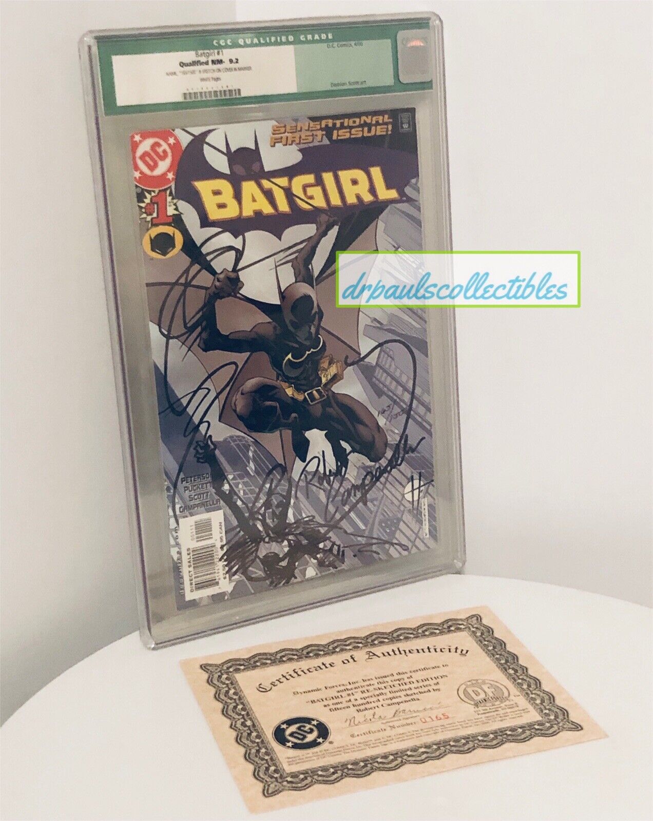 Batgirl #1 CGC Graded 9.2 NM 1st Print DC Comics 2000 Sketch Art & COA 165/1500