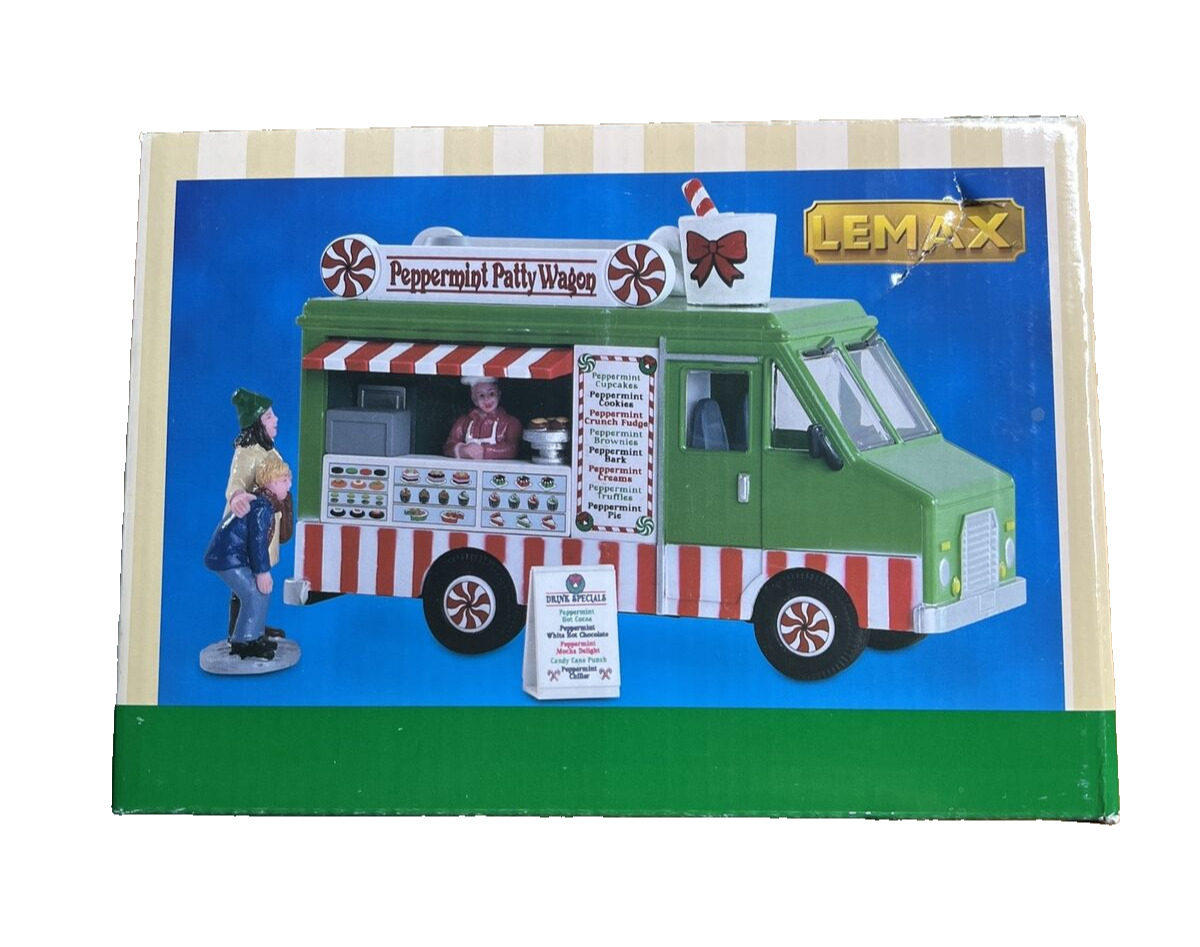 Lemax Peppermint Patty Wagon 3 Piece Set 83364 Christmas Box