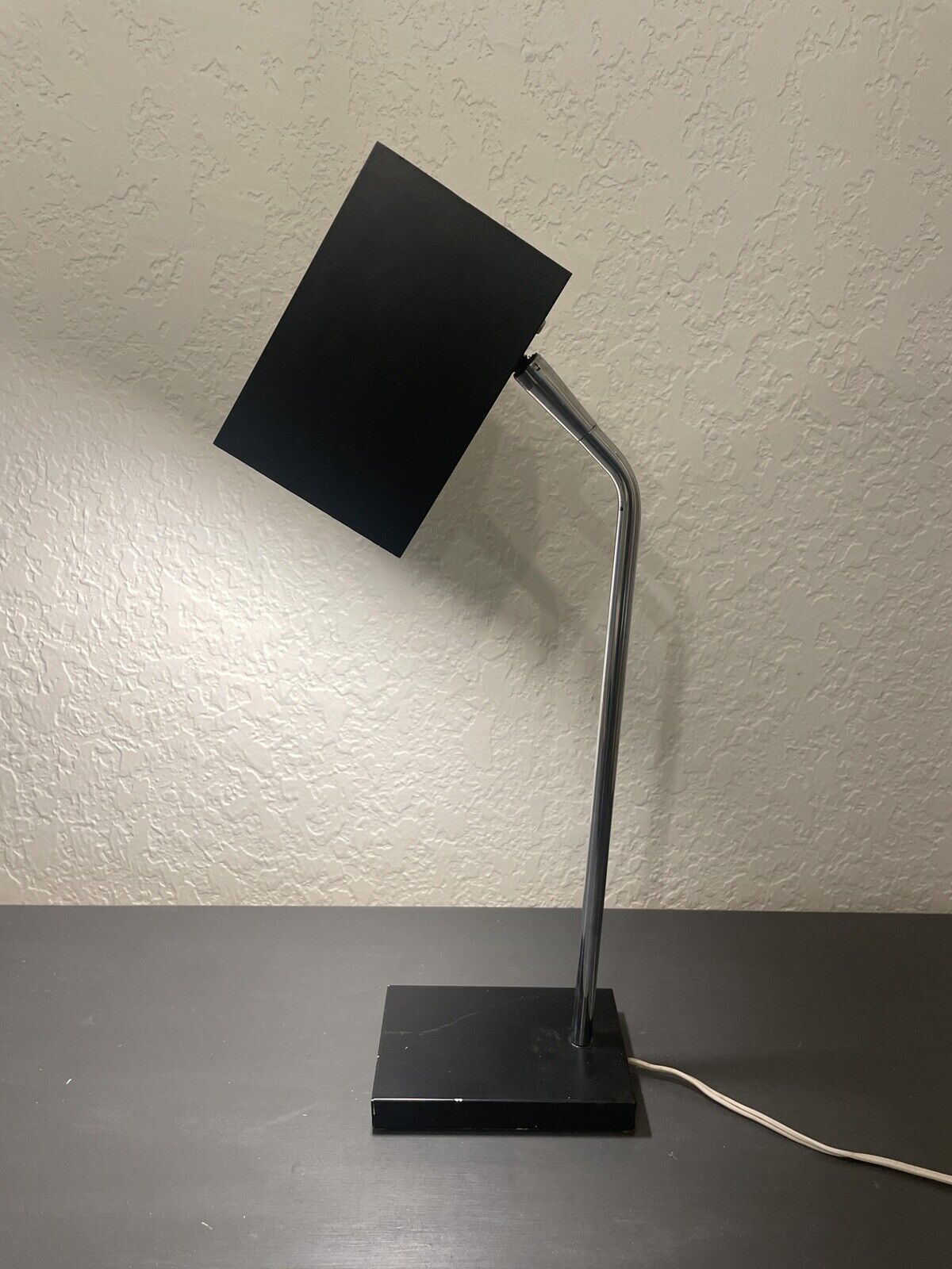 Vintage MCM Minimalist Black Cube Table Lamp by Robert Sonneman for Kovacs