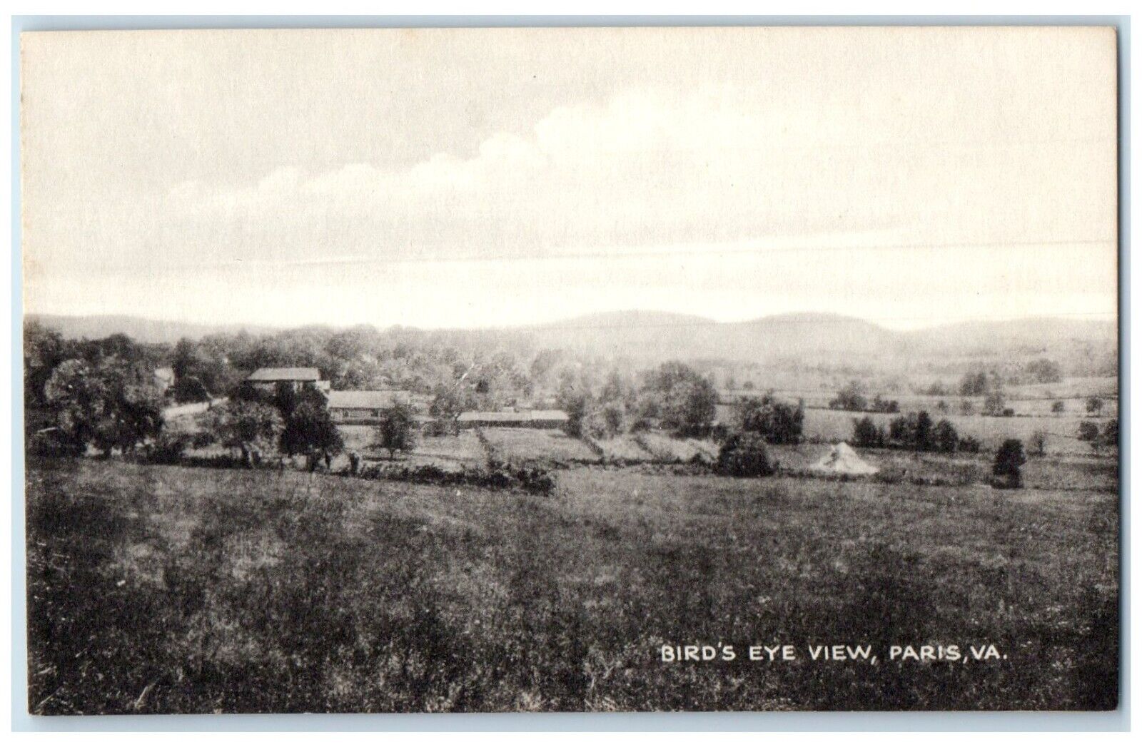 c1930's Birds Eye View Of Paris Virginia VA, House Mountains Vintage Postcard