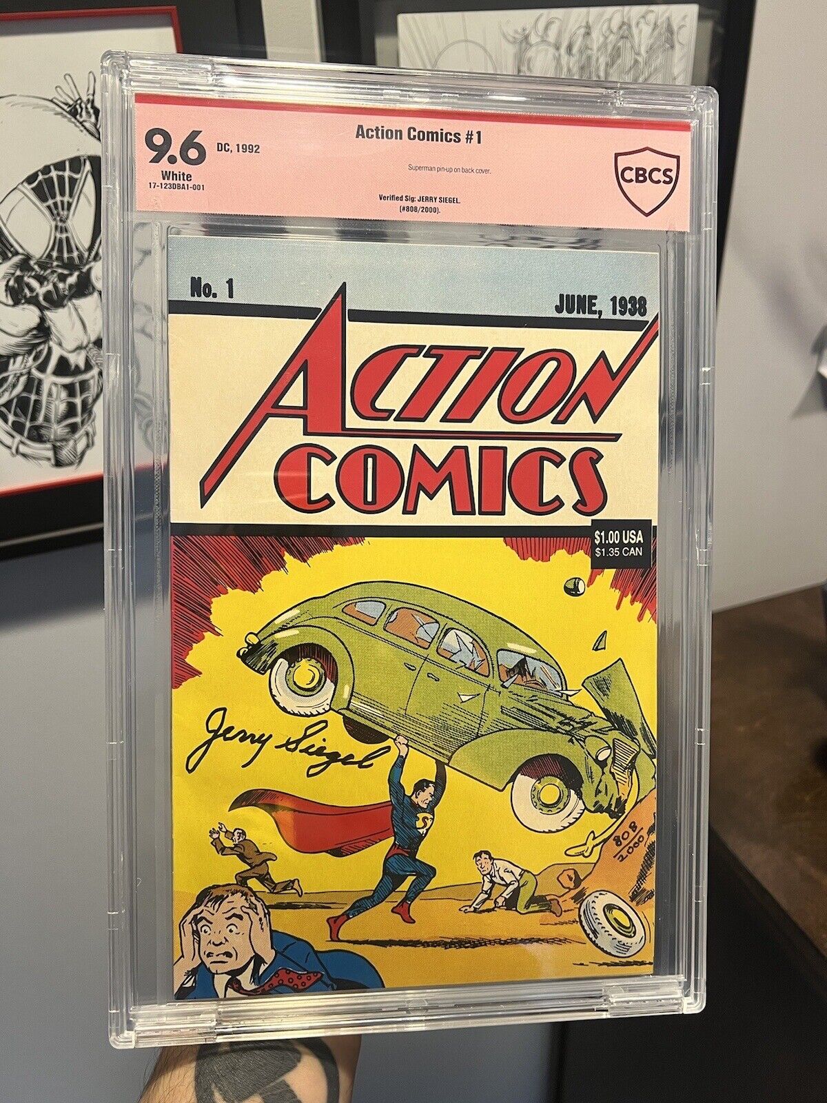 JERRY SIEGEL SIGNED ACTION COMICS #1 REPRINT • CBCS 9.6 W/COA Superman Creator
